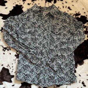 Cinch Kids Paisley Button Down Shirt - Black and Green